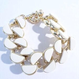 J.Crew Enamel and Gold Link Howlite Bracelet NWOT 145